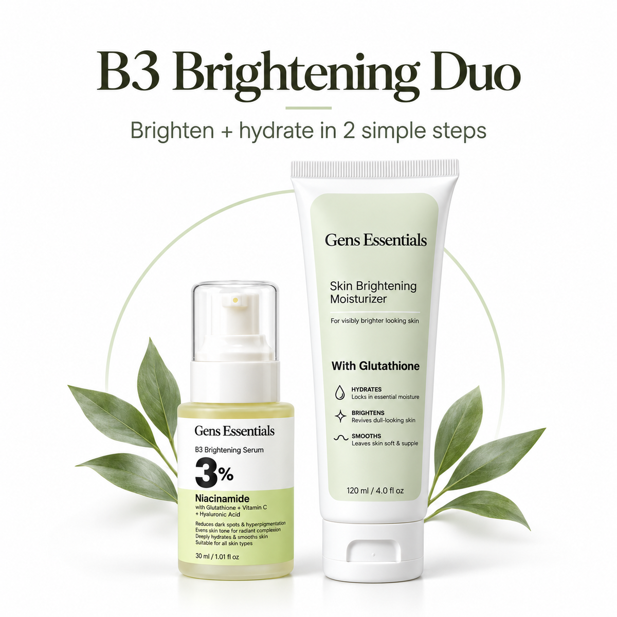 Clear Tone Duo Niacinamide + Glutathione Serum + Skin Brightening Moisturizer