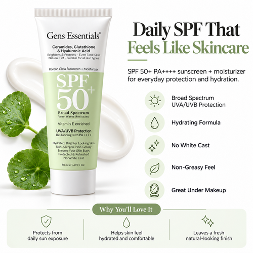 Gens Essentials Korean Glass Skin Sunscreen + Moisturizer SPF 50+ PA++++
