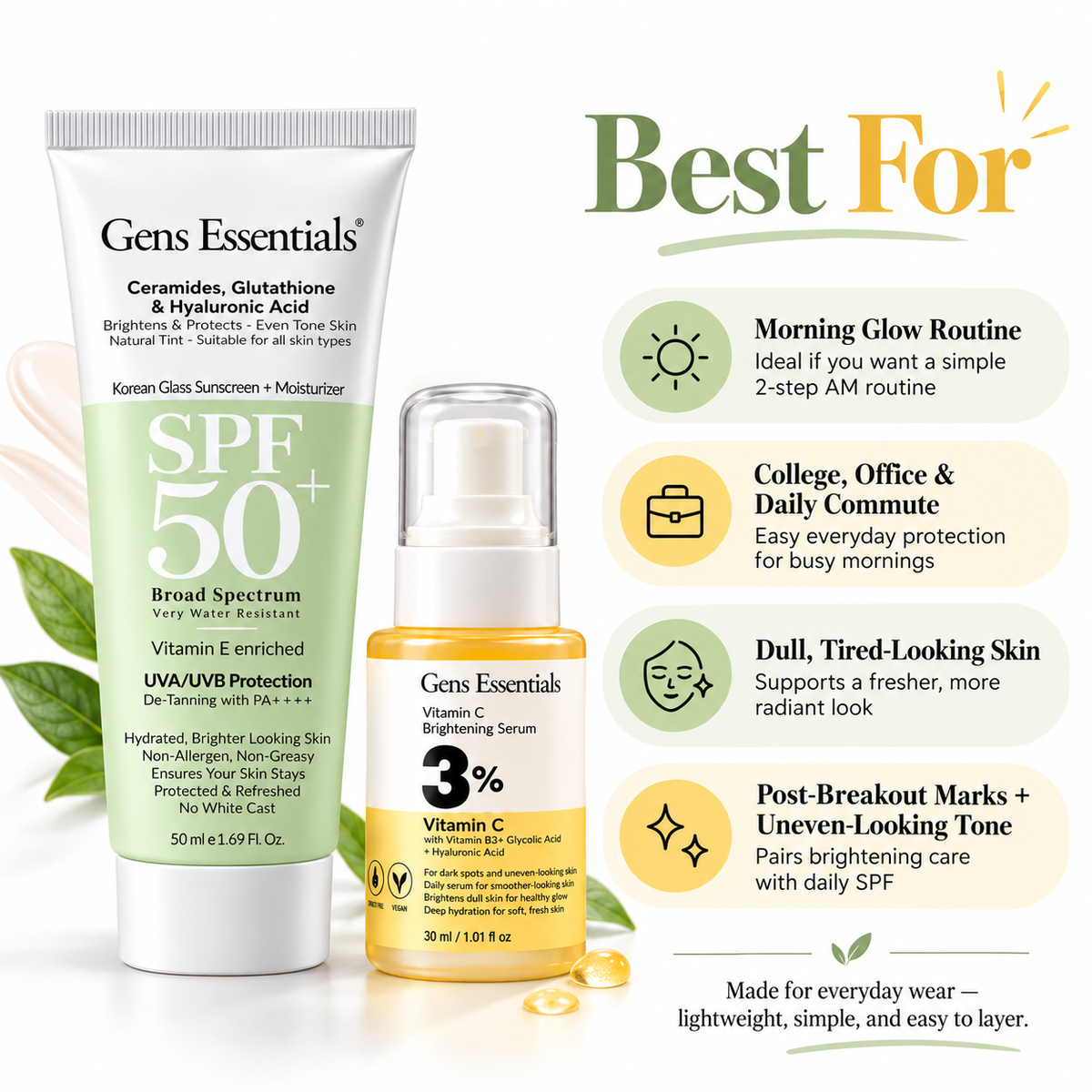 Glow & Protect Duo Vitamin C Brightening Serum + Glass Skin SPF 50+