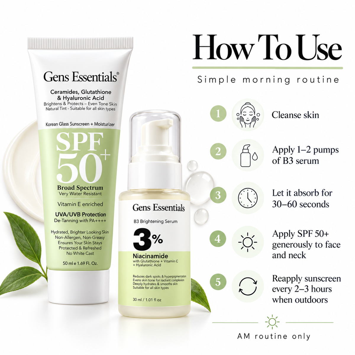 Clear Tone & Protect Duo B3 Niacinamide + Glutathione Serum + SPF 50+
