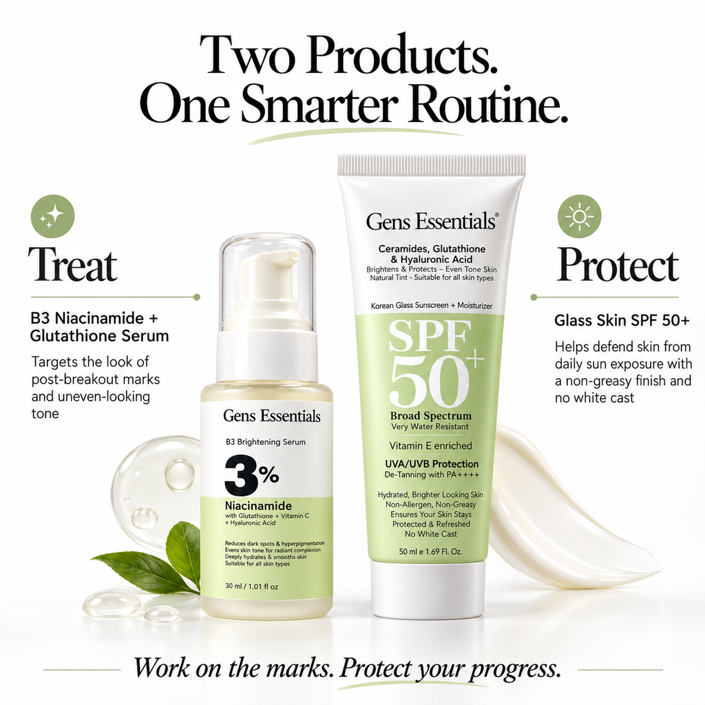 Clear Tone & Protect Duo Niacinamide + Glutathione Serum + Korean Glass Sunscreen SPF 50+