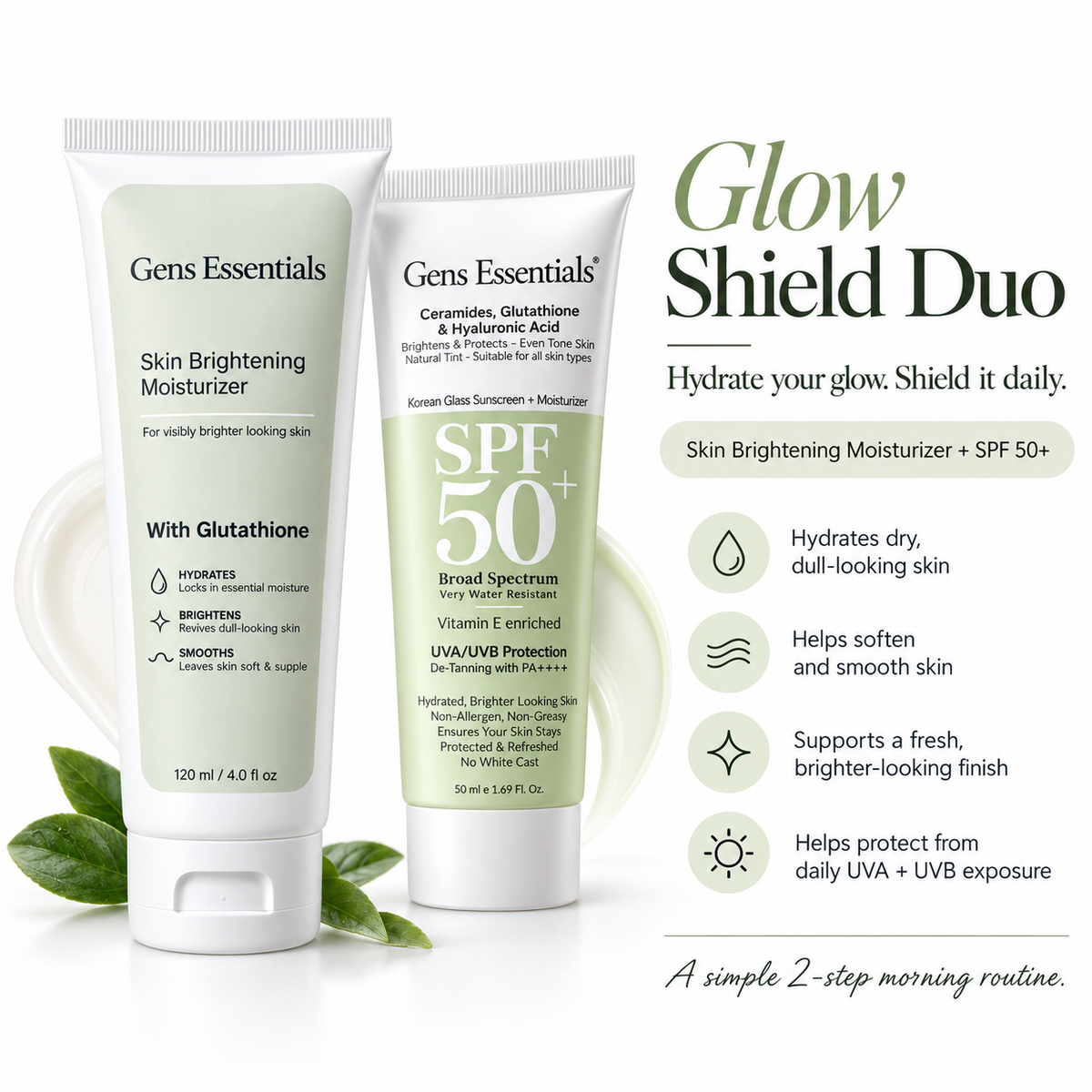 Glow Shield Duo-Moisturizer + Korean Glass Skin SPF 50+