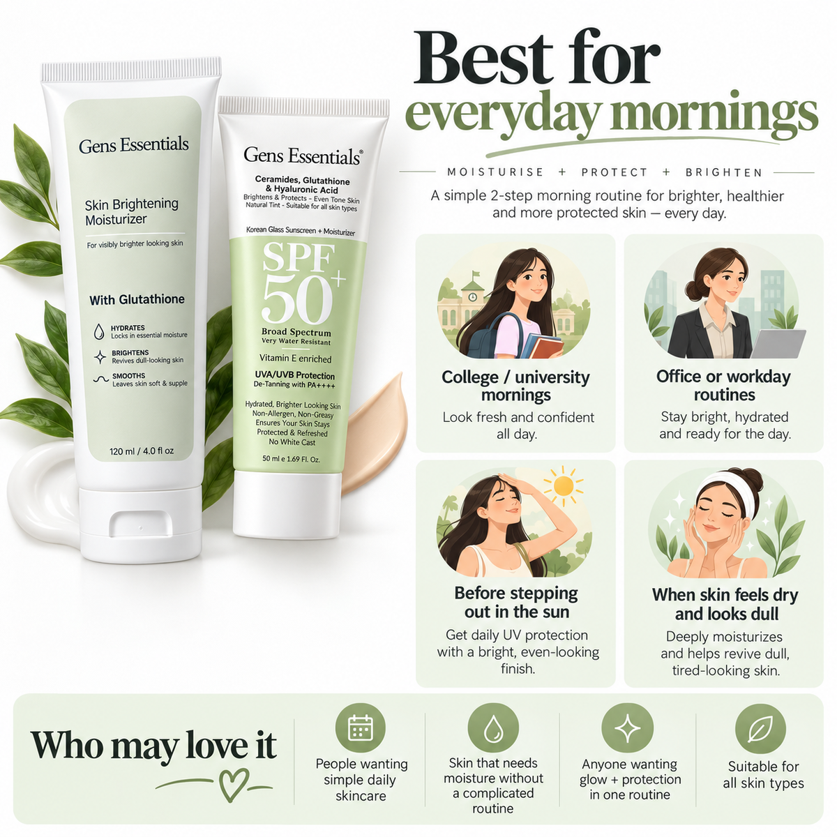 Glow Shield Duo-Moisturizer + Korean Glass Skin SPF 50+