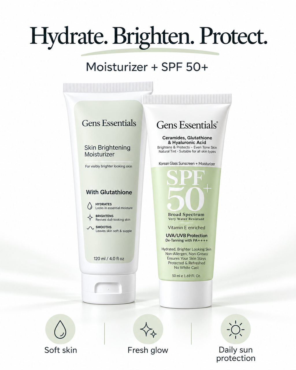 Glow Shield Duo-Moisturizer + Korean Glass Skin SPF 50+
