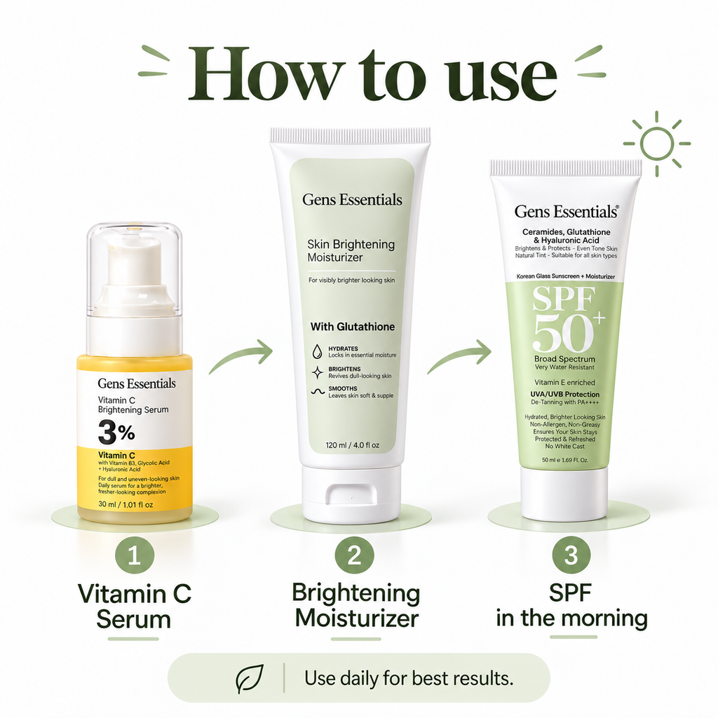 Complete Glow Trio Vitamin C Brightening Serum + Skin Brightening Moisturizer + Glass Skin SPF 50+